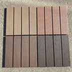 12" X 12" PVC 6-Slat Square Patio Tiles Snap Fit Installation Outdoor Floor Tiles