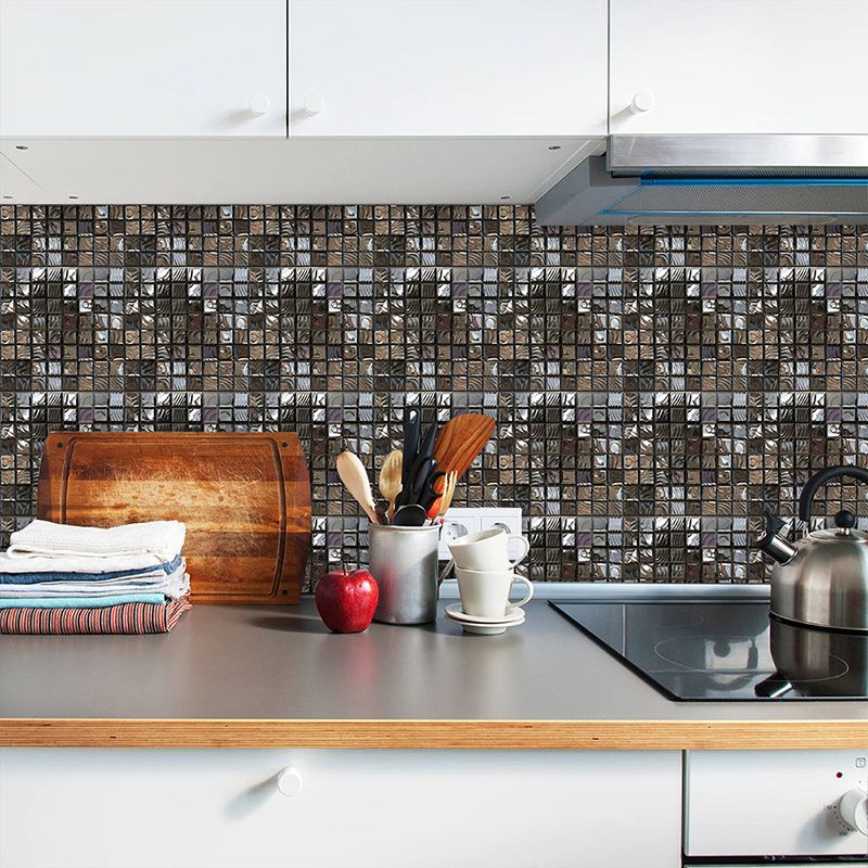 Square Peel and Stick Tile Grid Mosaic Tiles Interior Wallpaper