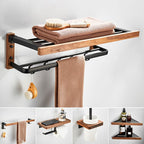 7-piece toilet accessory set made of solid wood and metal