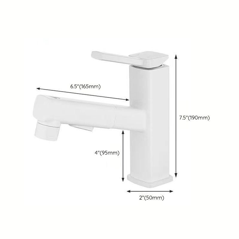 Modern bathroom sink faucet with brass lever handles and swivel spout