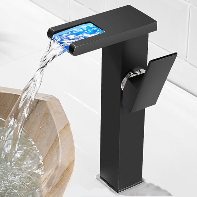 Modern faucet for sink brass lever handles LED waterfall sink mixer