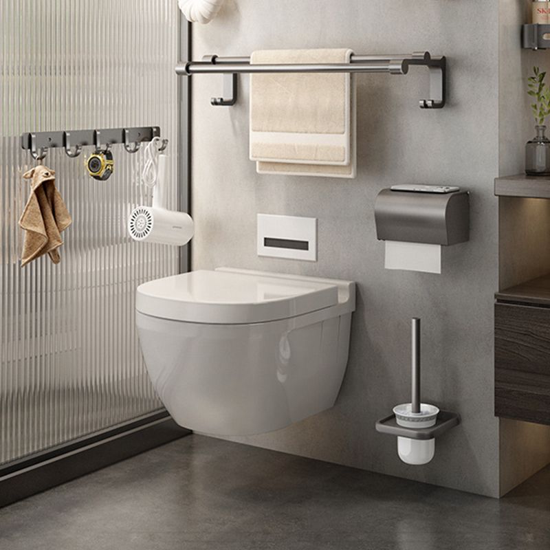 Gray contemporary bathroom accessory set Bathroom shelf/towel holder & bathrobe hook incl.