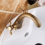 Vintage Widespread Bathroom Faucet Industrial Cross Handles Basin Faucet