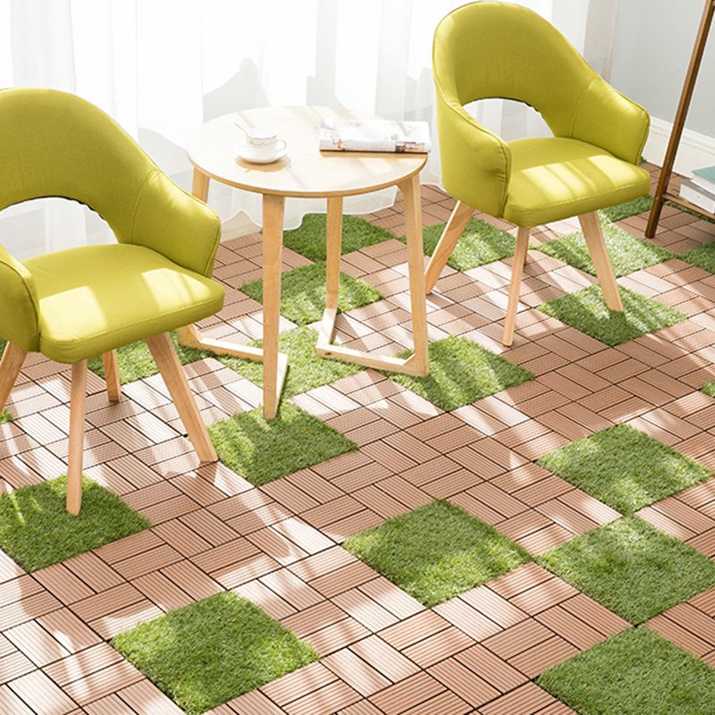Composite Plank Tiles Striped Pattern Square Deck Flooring Outdoor Patio