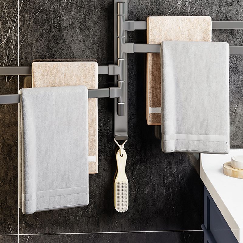Contemporary Gray Bathroom Accessory Set Aluminium Towel Holder