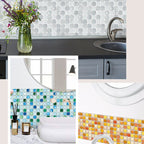 Peel and Stick PVC Tile Kitchen Waterproof Mosaic Backsplash Wall Tile