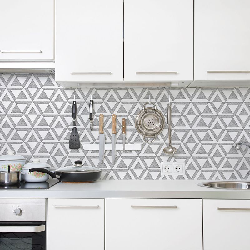 PVC Peel & Stick Tile Kitchen waterproof splash guard Peel and Stick Wall Tile Set of 18