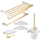 Modern bathroom accessories as a single piece or as a set in marble and metal