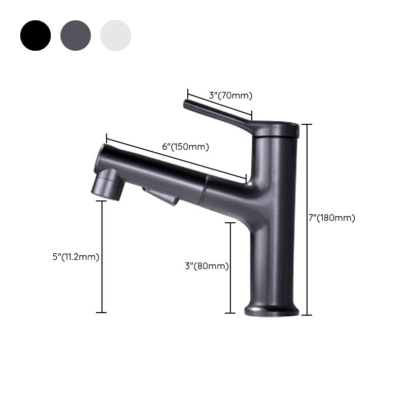 Modern Style Extendable Vessel Faucet Single Handle Low Arc Copper Vessel Faucet