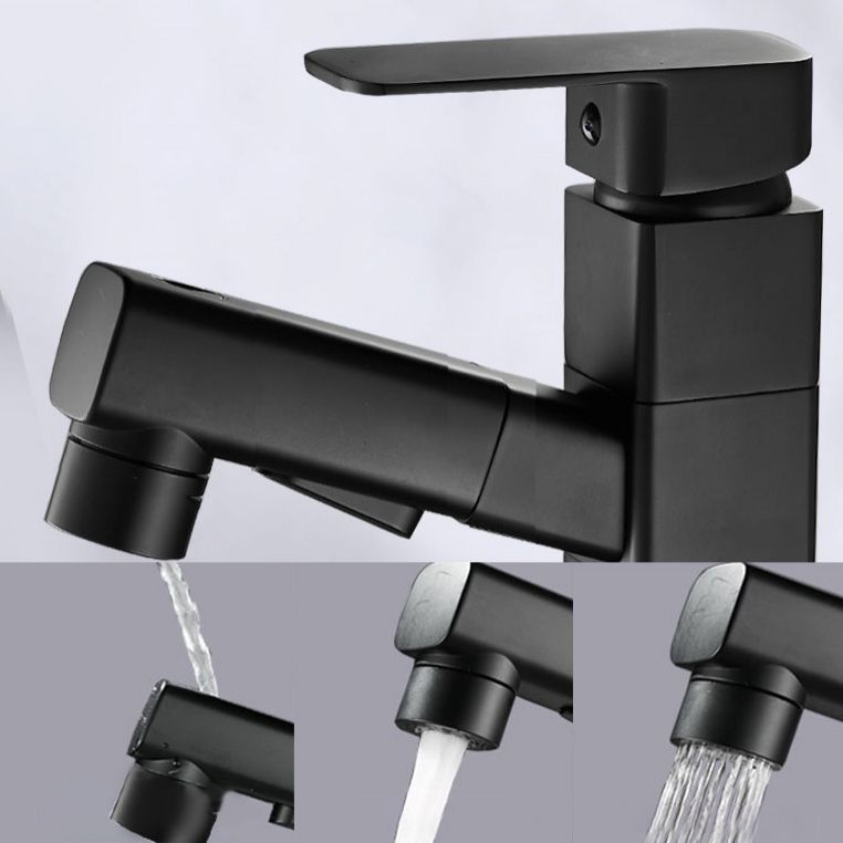 Bathroom faucet with pull-out lever handle Single hole basin mixer
