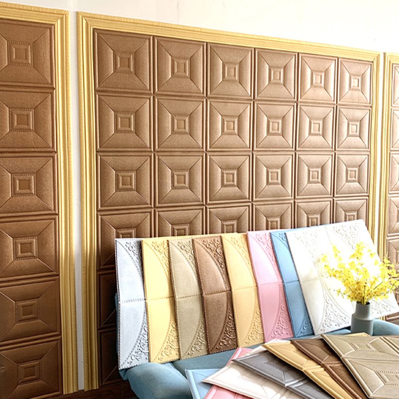 Glam peel and stick wall covering made of foam with 3D embossed panel