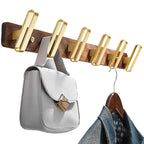 6-piece walnut bathroom accessory set metal gold bath hardware set