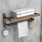 Metal and wood bathroom accessories as a single piece or as a set without drilling