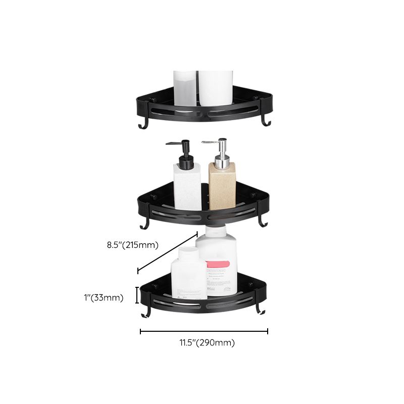 Modern Aluminum Bathroom Accessory Set Black/ Silver Bathroom Shelf