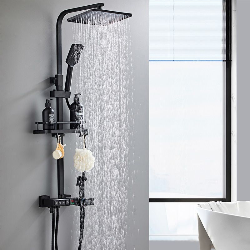 Modern Style Brass Shower System Adjustable Spray Pattern Wall Mounted Shower Combination