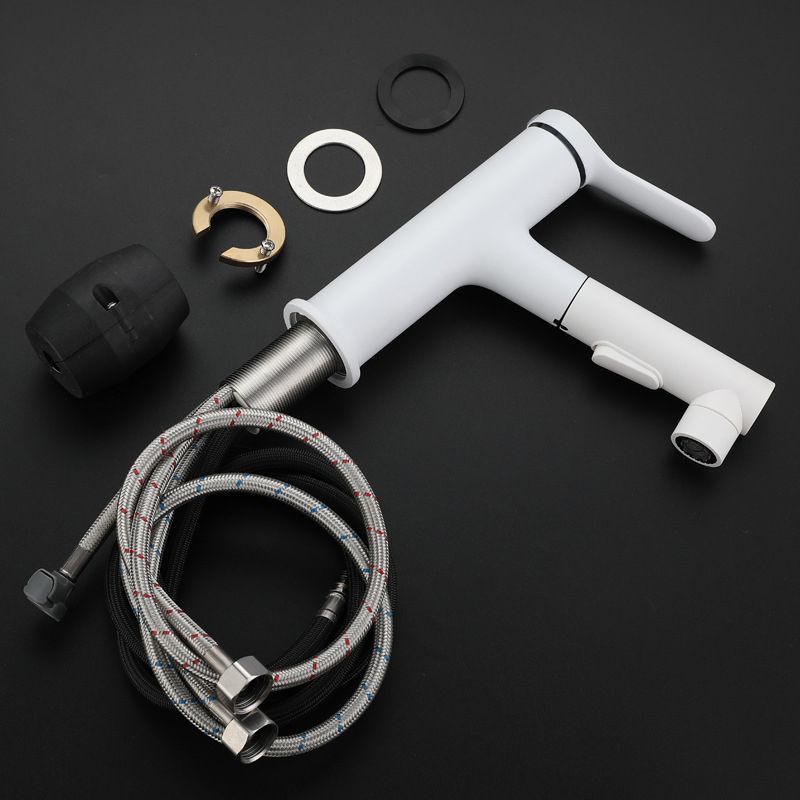 Modern Extendable Sink Faucet Bathroom Faucet Brass 1 Handle Sink Faucet with Water Hose