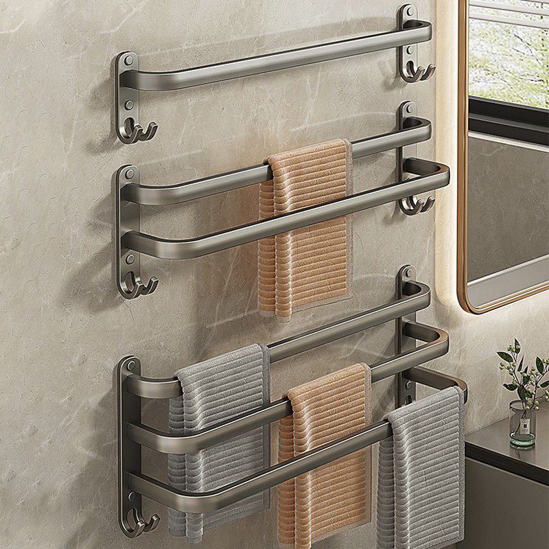2-piece modern bathroom accessory set made of aluminum matte gray towel bar