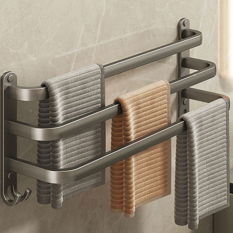 2-piece modern bathroom accessory set made of aluminum matte gray towel bar