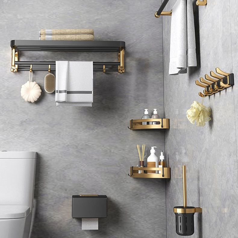 Contemporary Metal 6-piece Bathroom Accessory Set with Bathroom Shelf