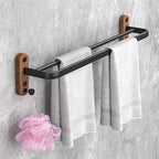 Metal and wood bathroom accessories as a single piece or as a set without drilling