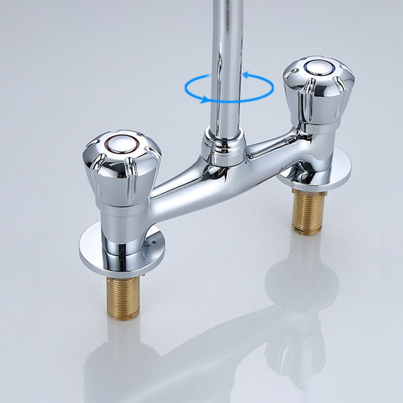 Round 2-Handle Basin Mixer 2-Hole Center-Set Basin Mixer with Curved Spout