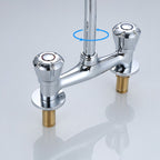 Round 2-Handle Basin Mixer 2-Hole Center-Set Basin Mixer with Curved Spout