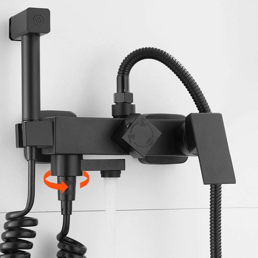 Black Wall-Mounted Shower Head Combo Modern Metal Shower System