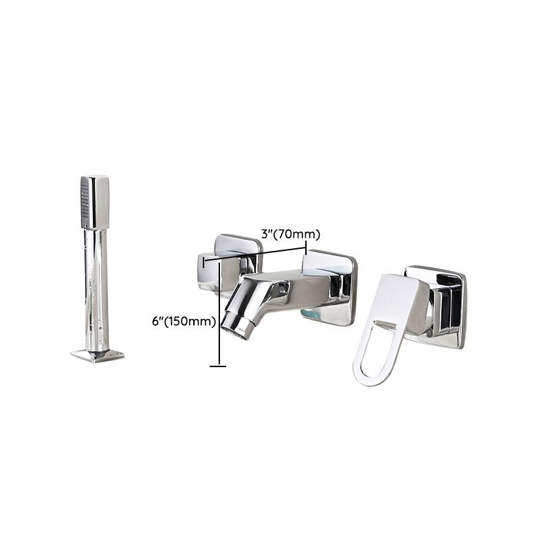 Wall Mounted Faucet Brass Lever Handle Bathroom Faucet Hand Shower