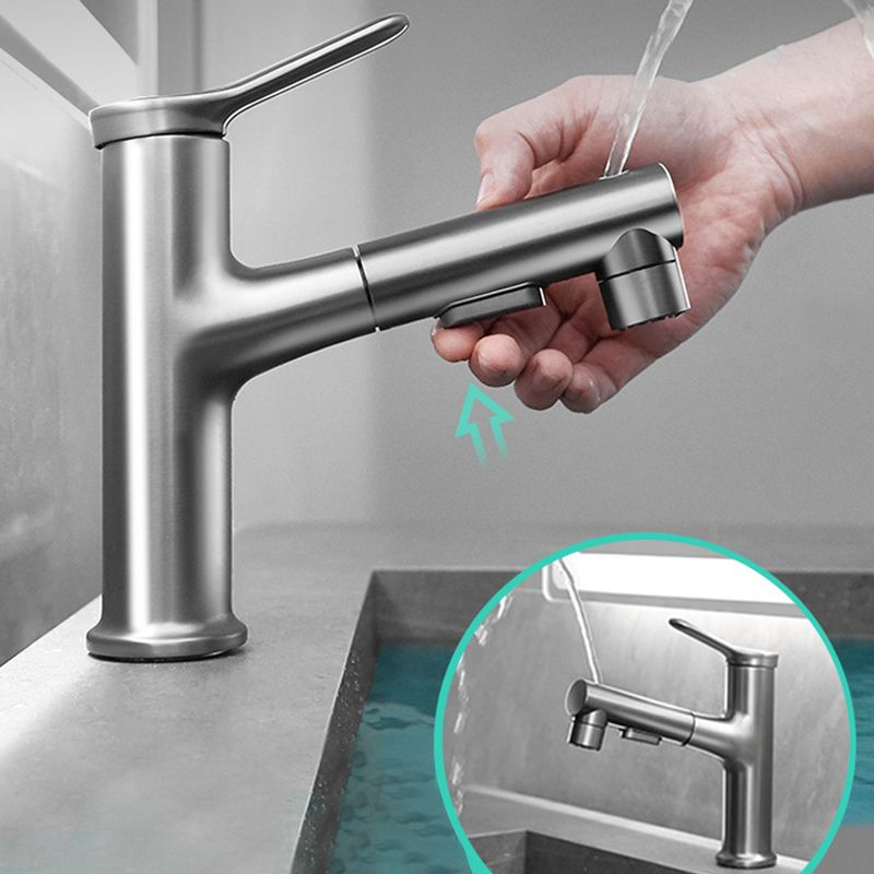 Contemporary Single Color Faucet Low Arc Centerset Sink Faucet for Bathroom