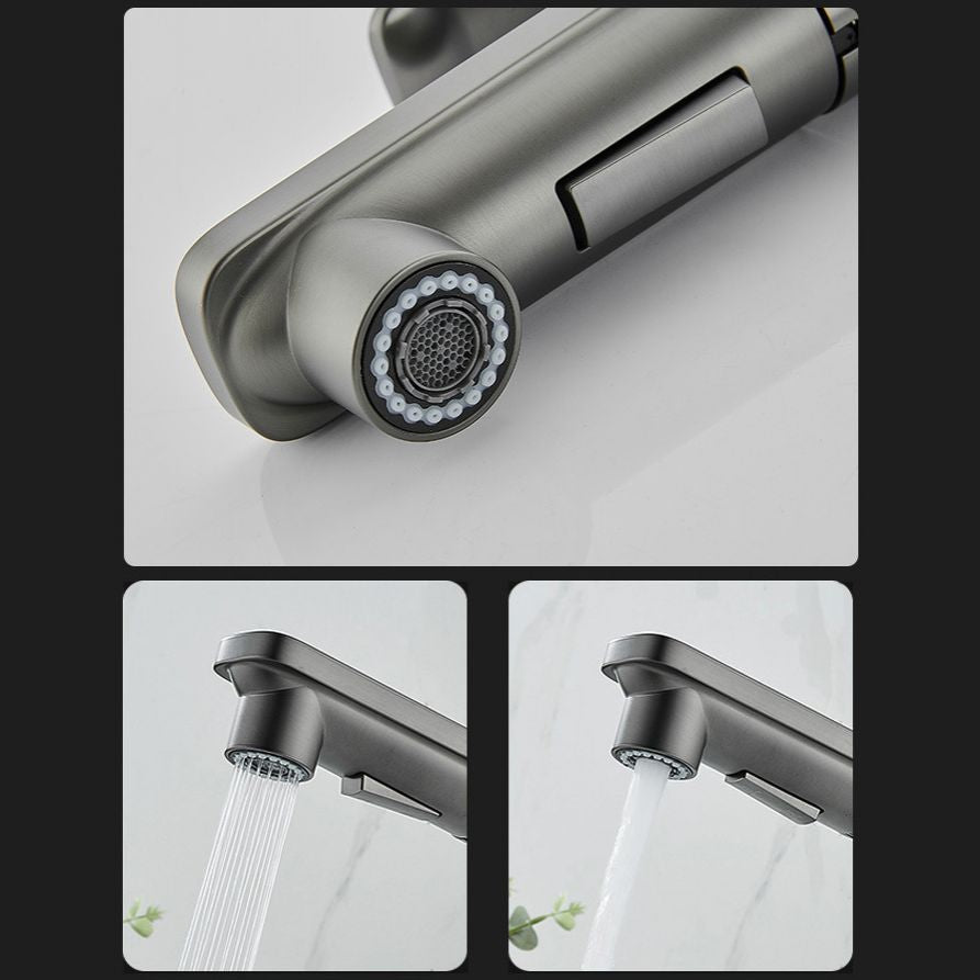 Modern Brass Water Faucet Center Mount Bathroom Faucet with Water Hose