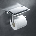 Contemporary 2-piece bathroom set made of polished chrome stainless steel toilet paper holder