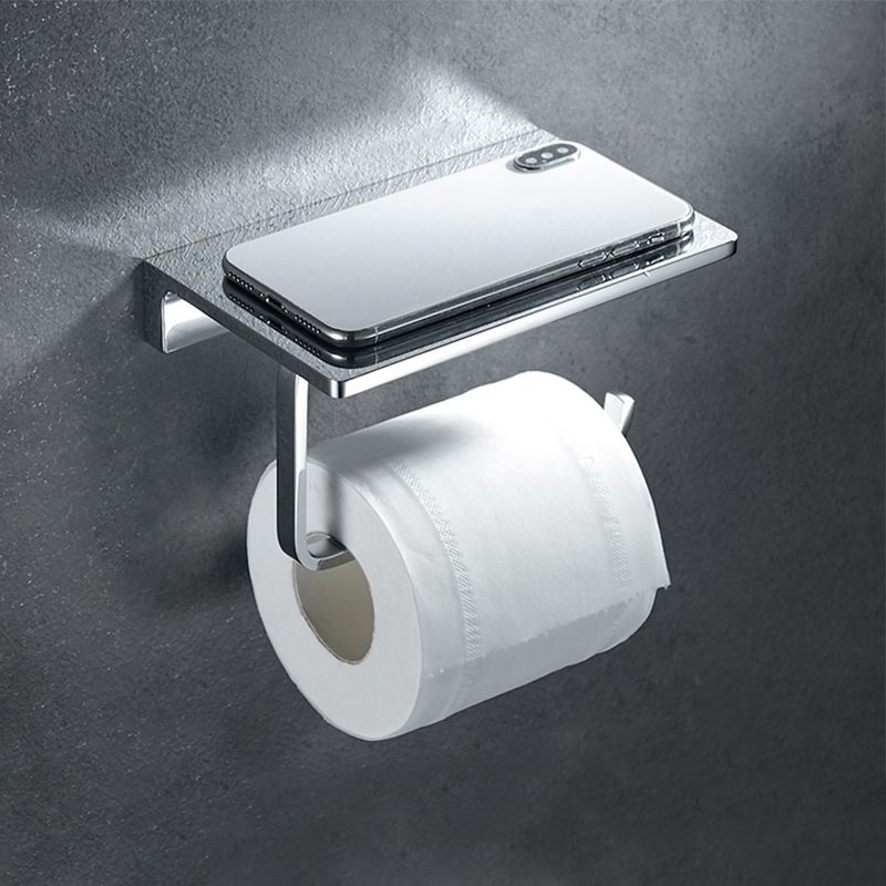 Contemporary 2-piece bathroom set made of polished chrome stainless steel toilet paper holder