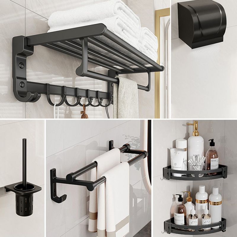 Chrome/Black Classic Bathroom Accessory Set Modern Bath Shelf/Towel Bar & Paper Holder
