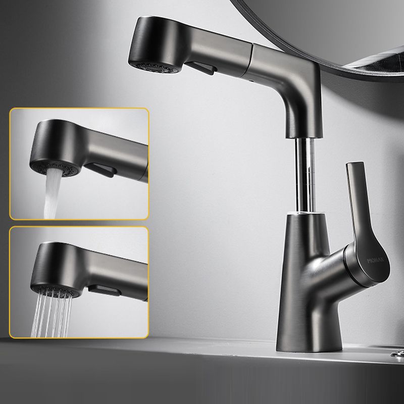 Modern 1-Lever Sink Faucet Round Basin Faucet Brass