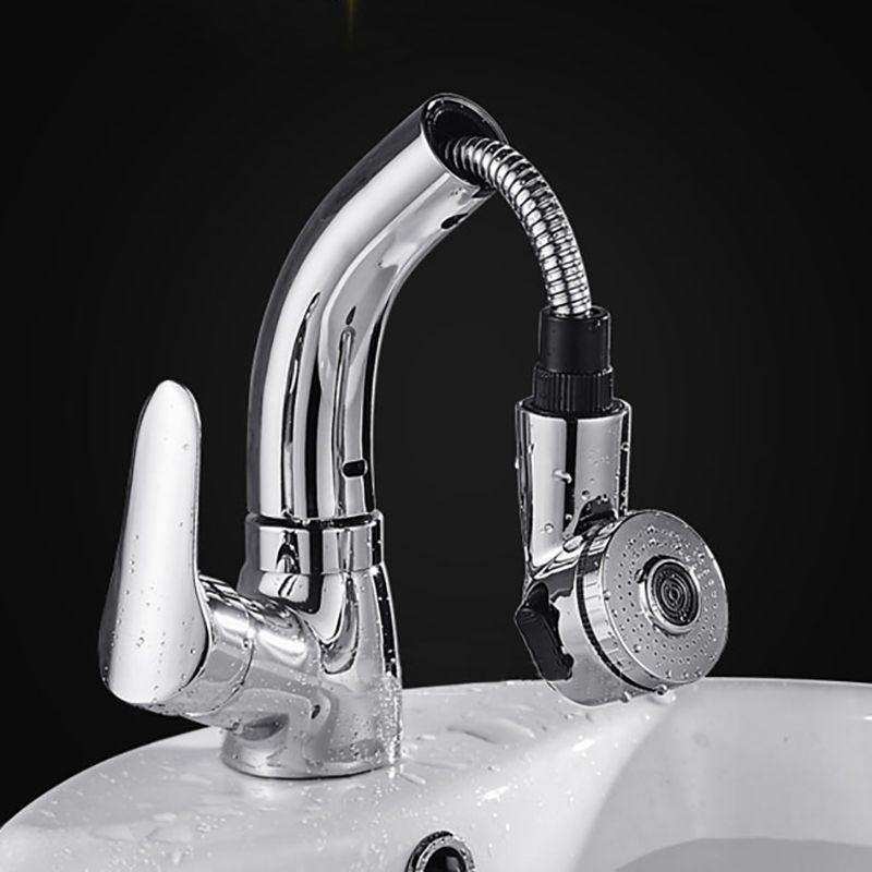 Vessel Sink Bathroom Faucet with Swiveling Spout Single Lever Faucet with Pull-Out Spray