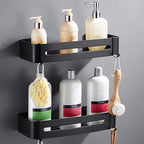 Matt Black Modern Bathroom Accessory Set, Set of 3, Bathroom Shelf