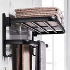 Modern Aluminum Bathroom Accessory Set Matte Black Bathroom Shelf/Towel Holder/Paper Holder