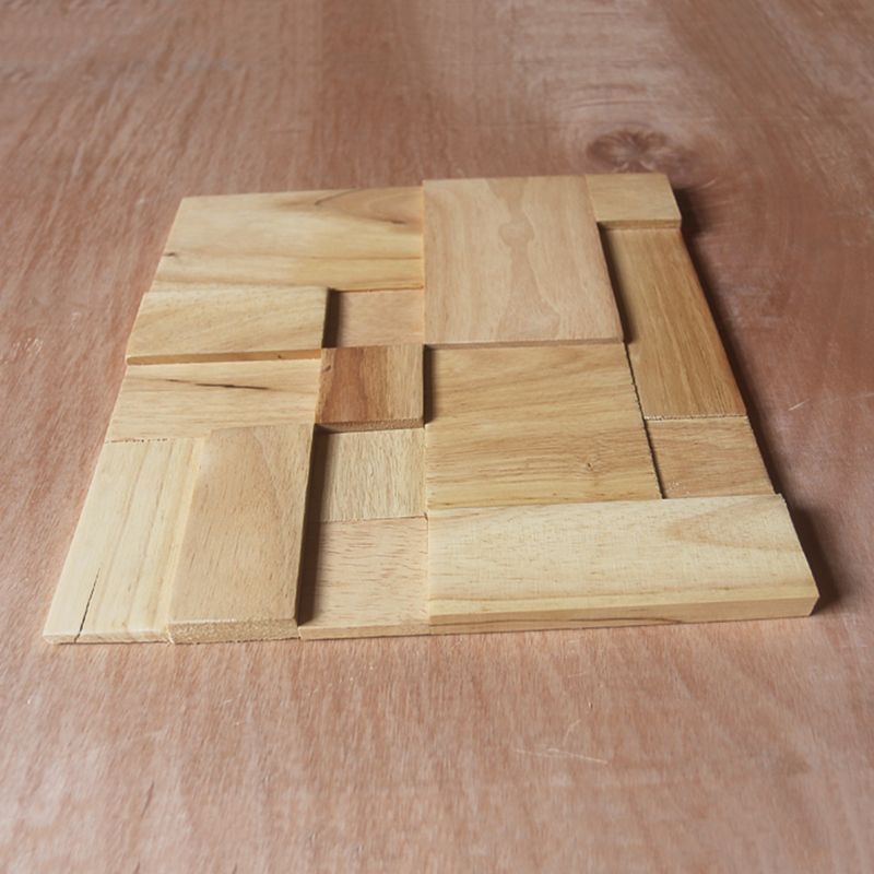 Mosaic Wood Wall Cladding Glue Living Room Modern Style Wood Plank