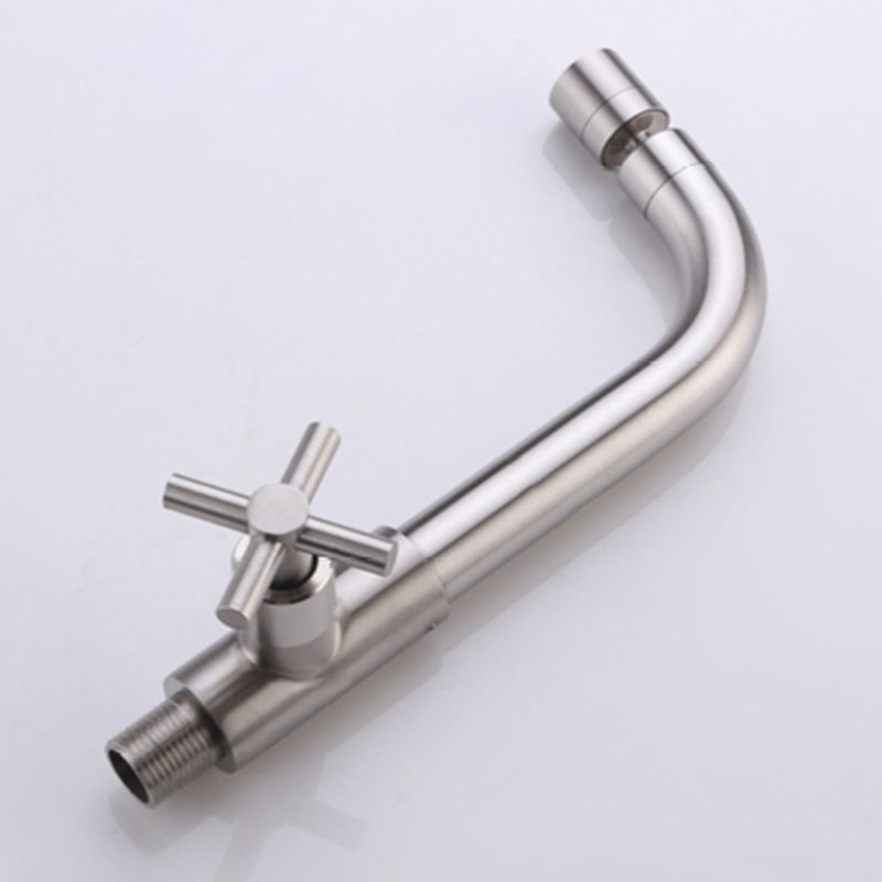 Contemporary Wall-Mounted Bathroom Faucet Cross Handles Stainless Steel Faucet