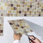 Plastic Self-Adhesive Tiles Mosaic Tiles Grid Square Waterproof Self-Adhesive Tile Pack of 12