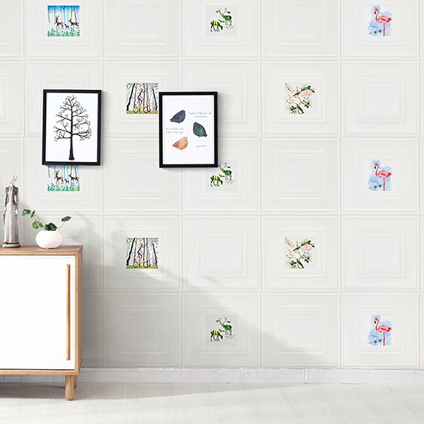 Modern Wall Panel Cartoon Print Peel and Stick Waterproof Wall Panel