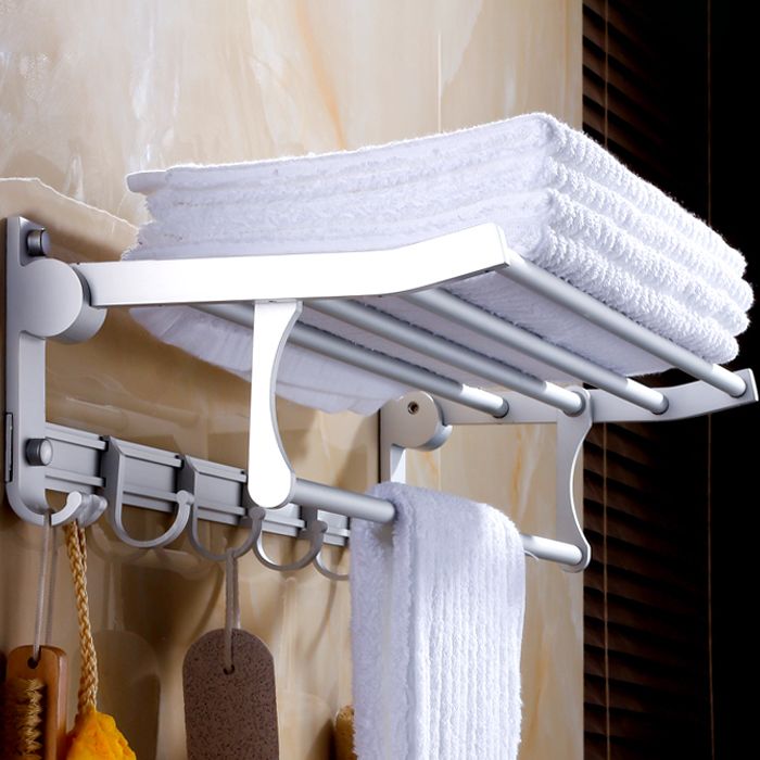Silver Contemporary Bathroom Hardware Set Stainless Steel Aluminum Bathroom Set