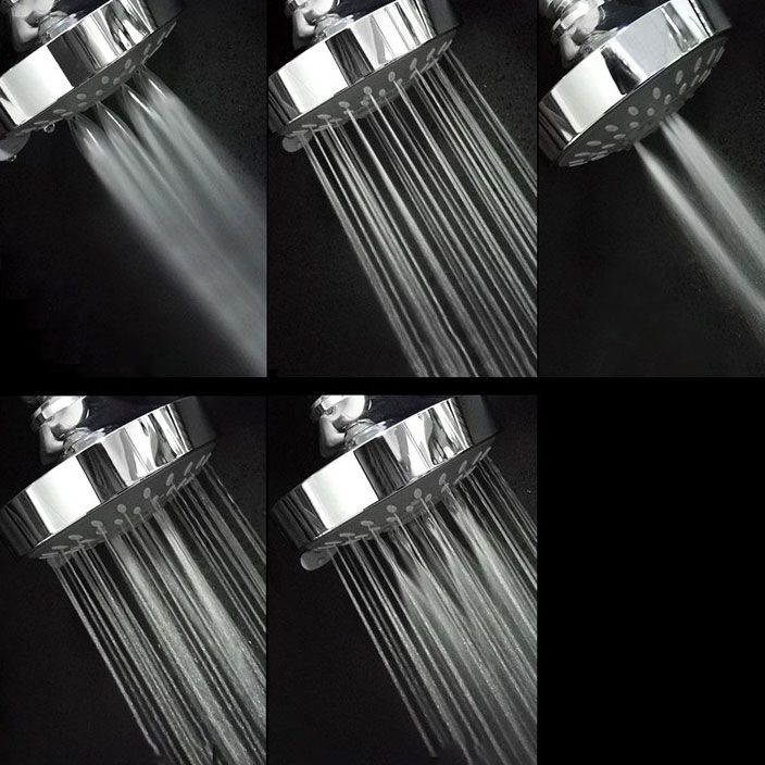 Modern Standard 5 Settings Shower Head Round Metal Adjustable Spray Pattern Shower Head