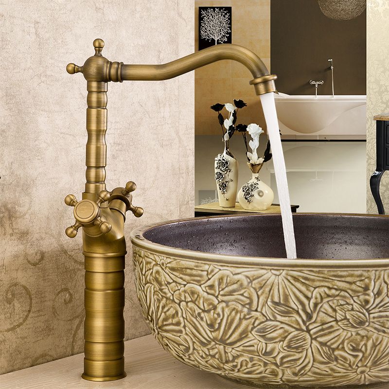 Industrial Widespread Bathroom Faucet Cross Handle Medium Sink Faucet