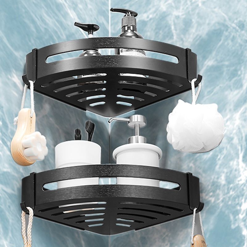 Black/Silver Bath Set Modern 1/2/3-Piece Anti-Rust Bath Rack
