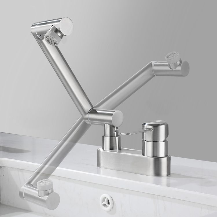 2 holes sink faucet swivel stainless steel single handle central mounted faucet