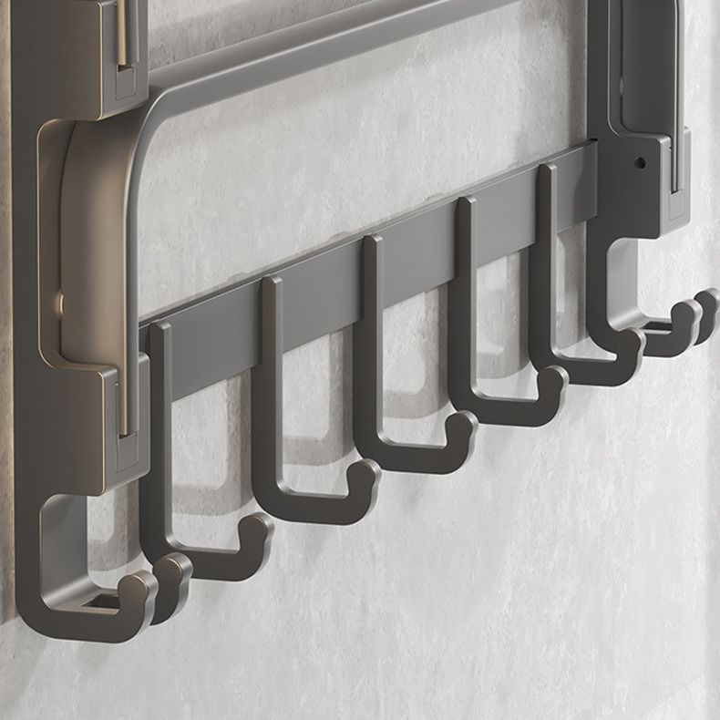 Modern gray bathroom hardware set with bath shelf/towel holder/robe hook/toilet paper holder