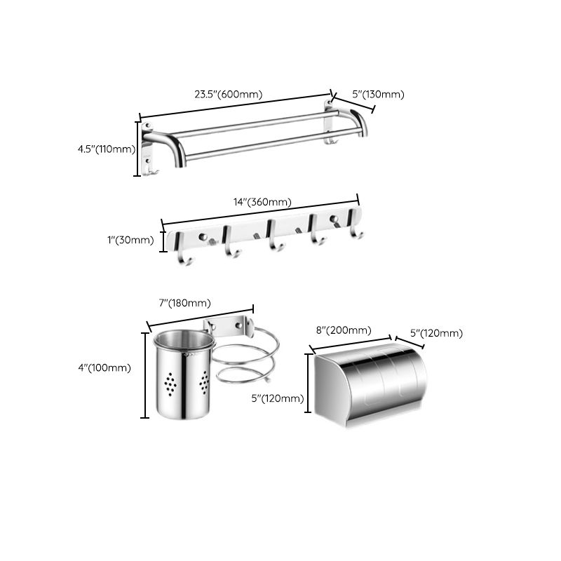 Modern Bathroom Accessories Hardware Set Silver Bathroom Hardware