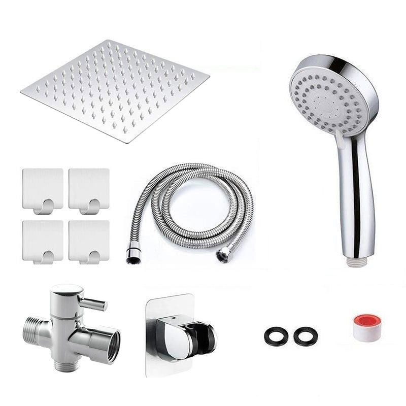 Modern Pull-Down Dual Showerhead Square High Arch Showerhead Combination