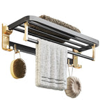 Modernism Bathroom Accessories Hardware Set Black & Gold Bathroom Shelf/Towel Bar